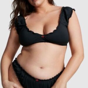 💗👙Victoria's Secret Pure Black Frankies Bikinis Hudson Bikini Top👙💗
